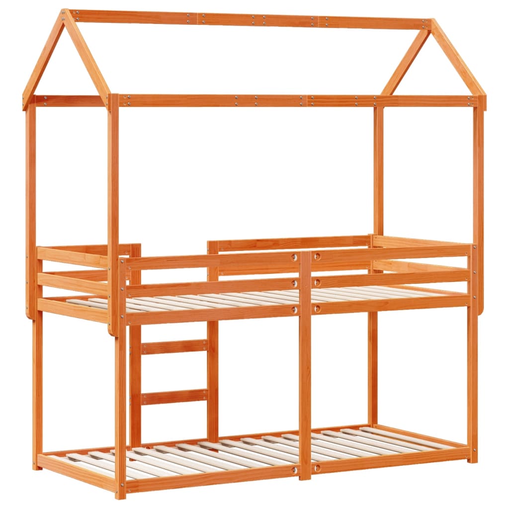 Lit superposé sans matelas cire marron 90x200 cm pin massif - XIOS