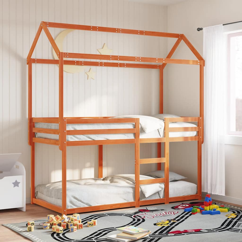 Lit superposé sans matelas cire marron 90x200 cm pin massif - XIOS