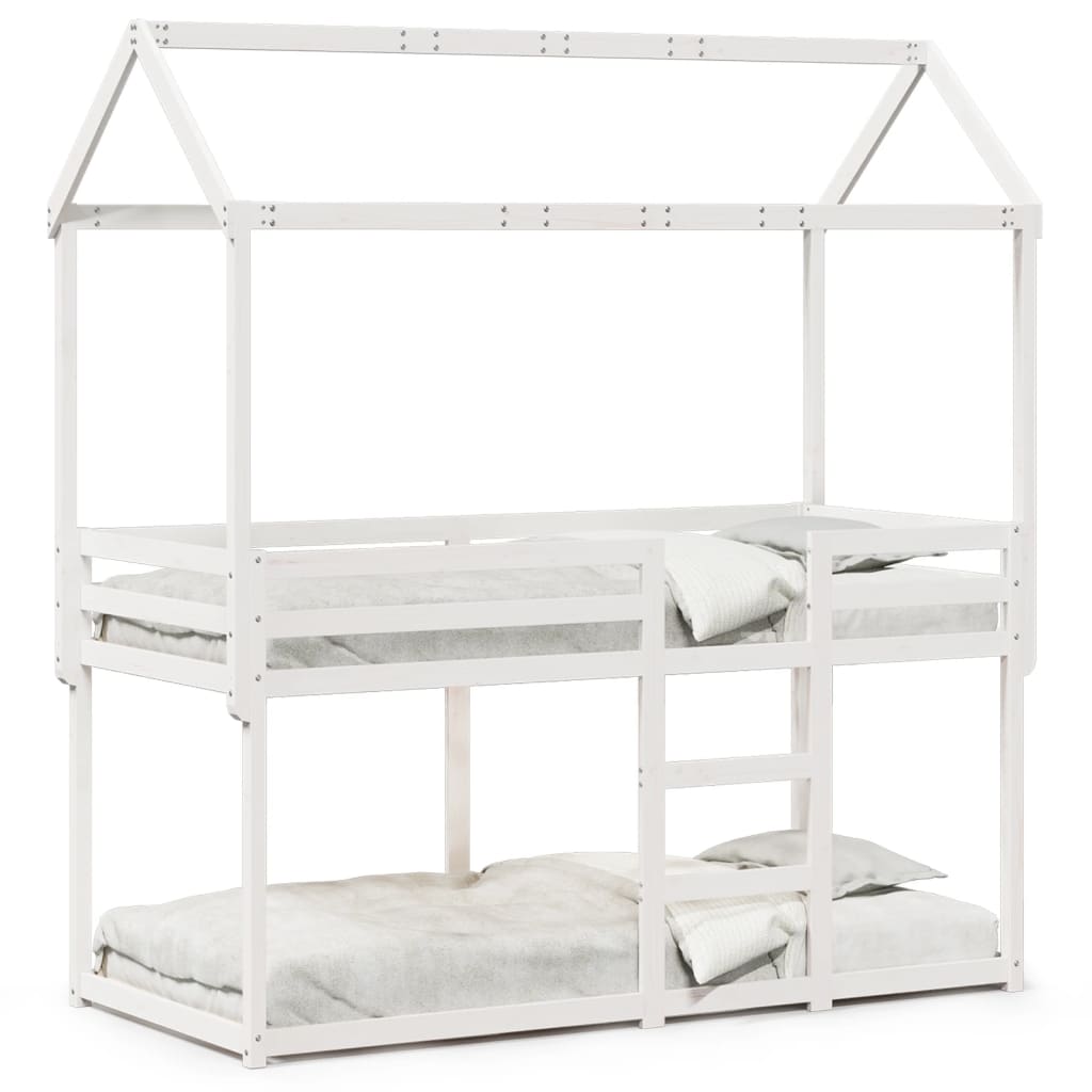 Lit superposé sans matelas blanc 80x200 cm bois de pin massif - XIOS