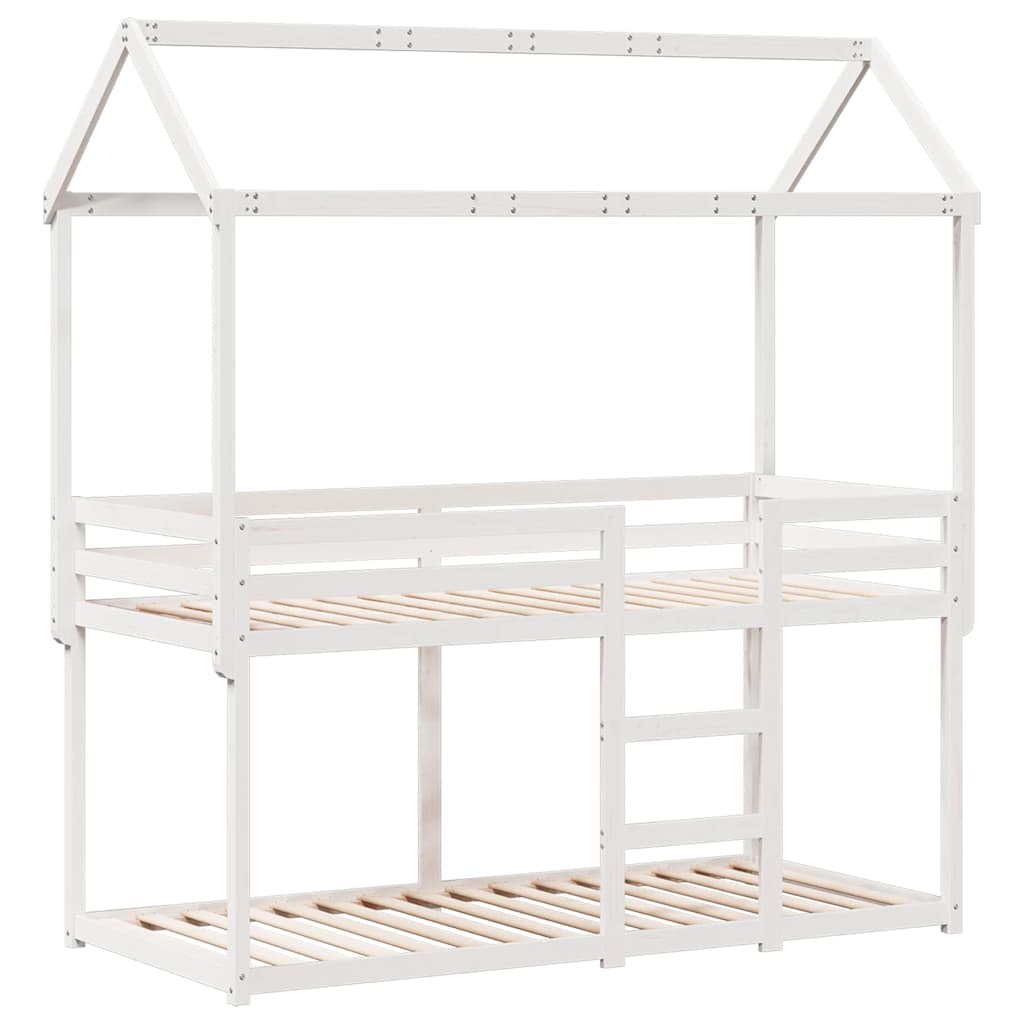 Lit superposé sans matelas blanc 80x200 cm bois de pin massif - XIOS