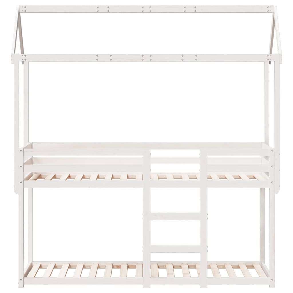 Lit superposé sans matelas blanc 80x200 cm bois de pin massif - XIOS