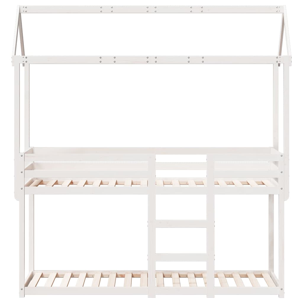 Lit superposé sans matelas blanc 80x200 cm bois de pin massif - XIOS