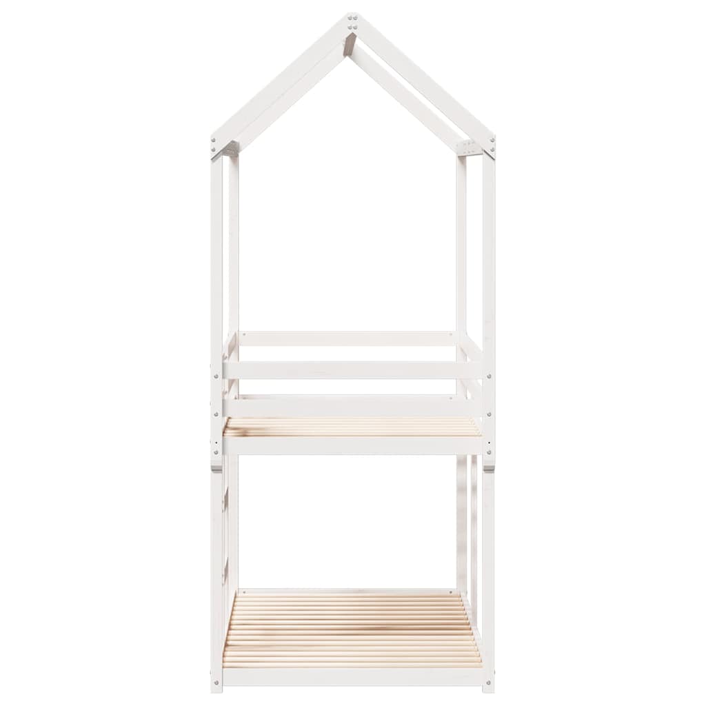 Lit superposé sans matelas blanc 80x200 cm bois de pin massif - XIOS