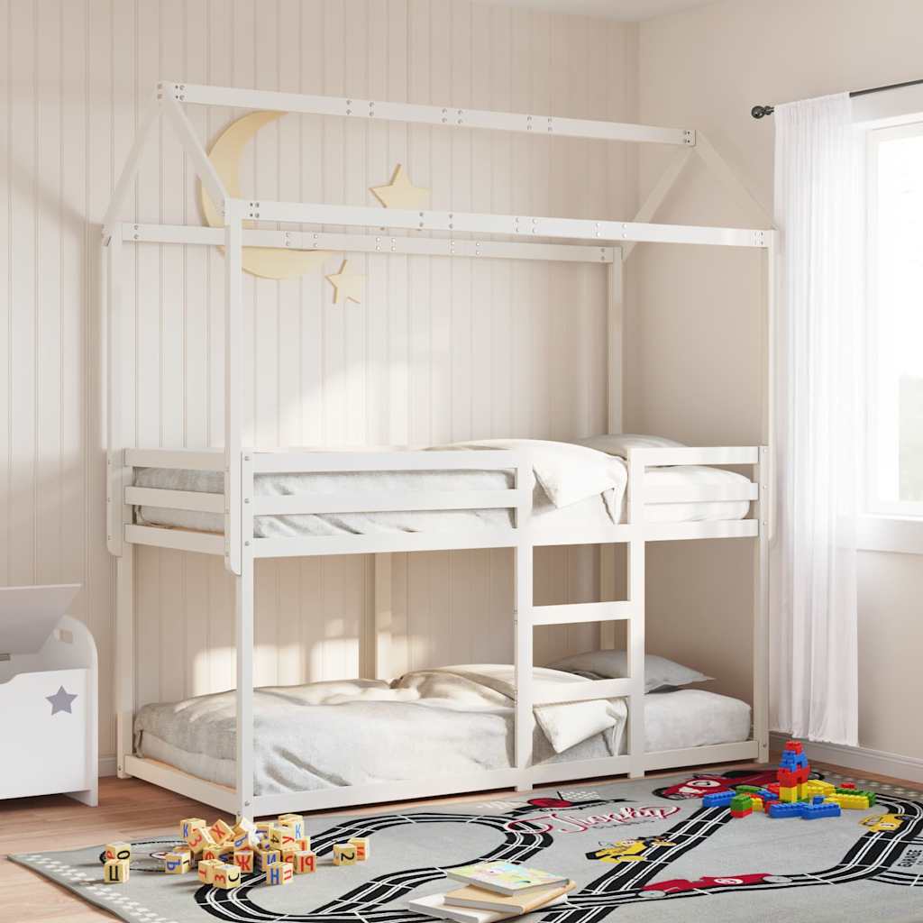 Lit superposé sans matelas blanc 80x200 cm bois de pin massif - XIOS