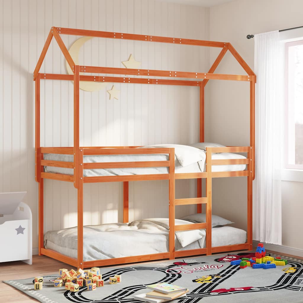 Lit superposé sans matelas cire marron 80x200 cm pin massif - XIOS