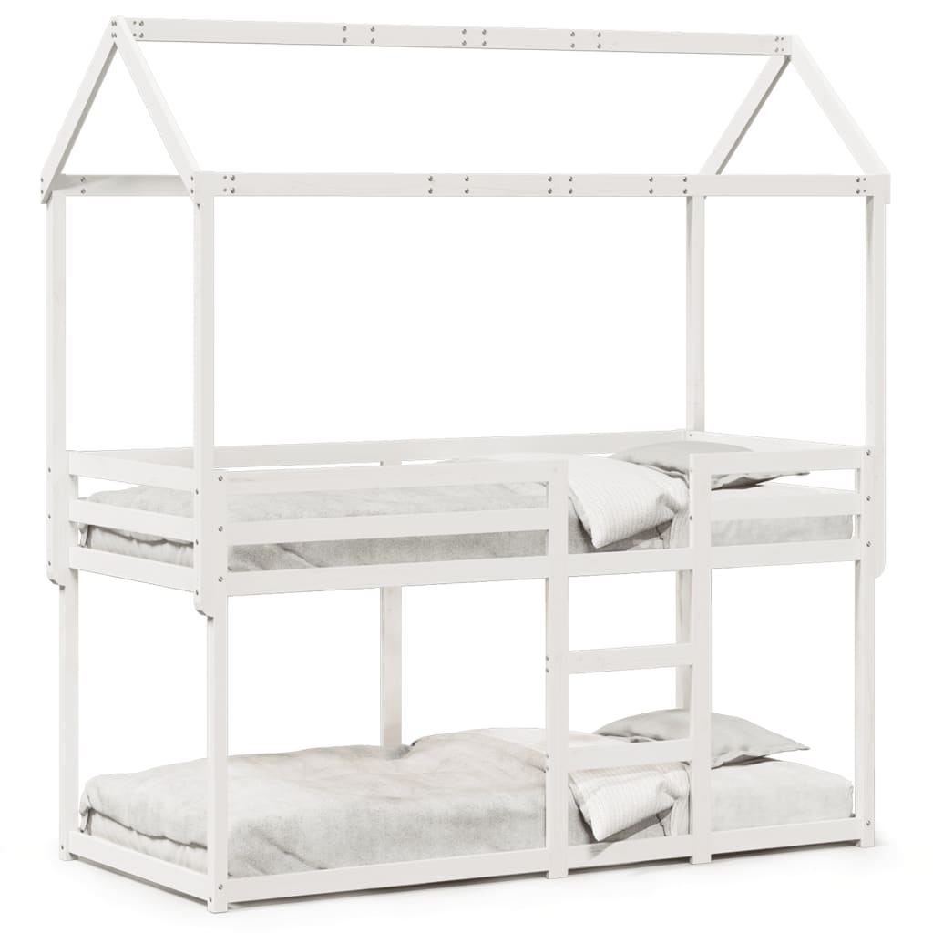 Lit superposé sans matelas blanc 75x190 cm bois de pin massif