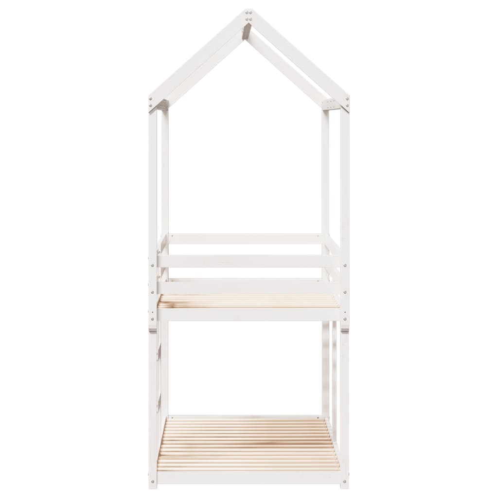 Lit superposé sans matelas blanc 75x190 cm bois de pin massif