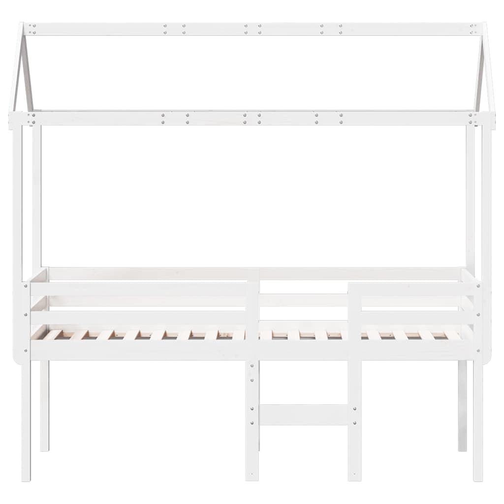 Lit haut sans matelas blanc 90x200 cm bois de pin massif - XIOS