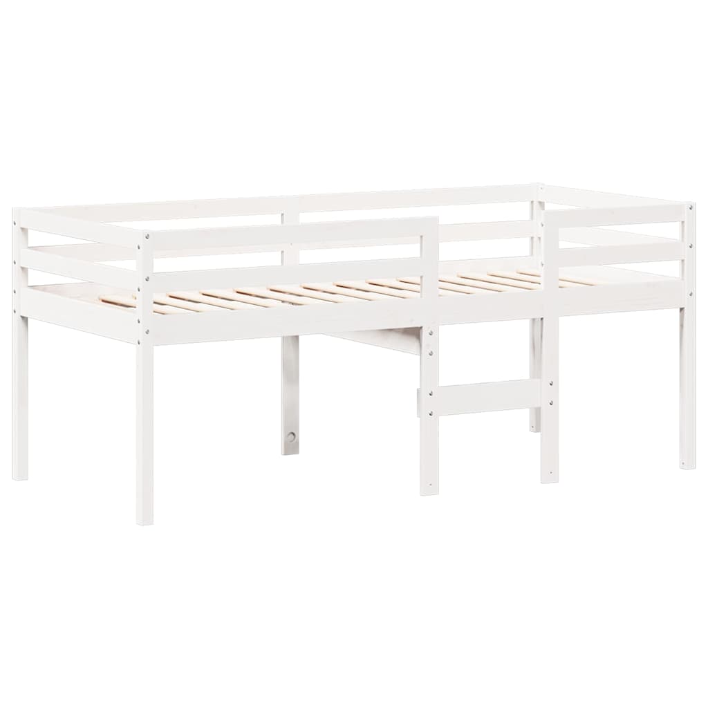 Lit haut sans matelas blanc 90x200 cm bois de pin massif - XIOS