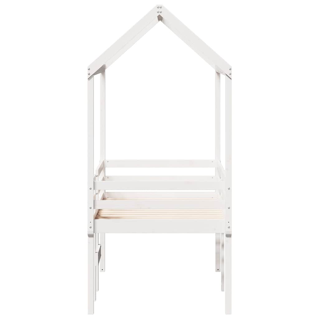 Lit haut sans matelas blanc 90x200 cm bois de pin massif - XIOS
