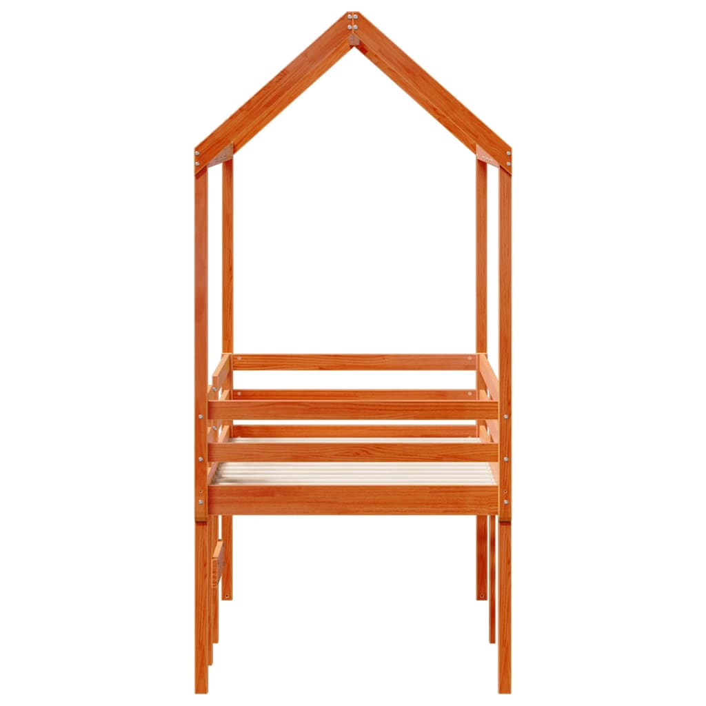 Lit haut sans matelas cire marron 90x200 cm bois de pin massif - XIOS