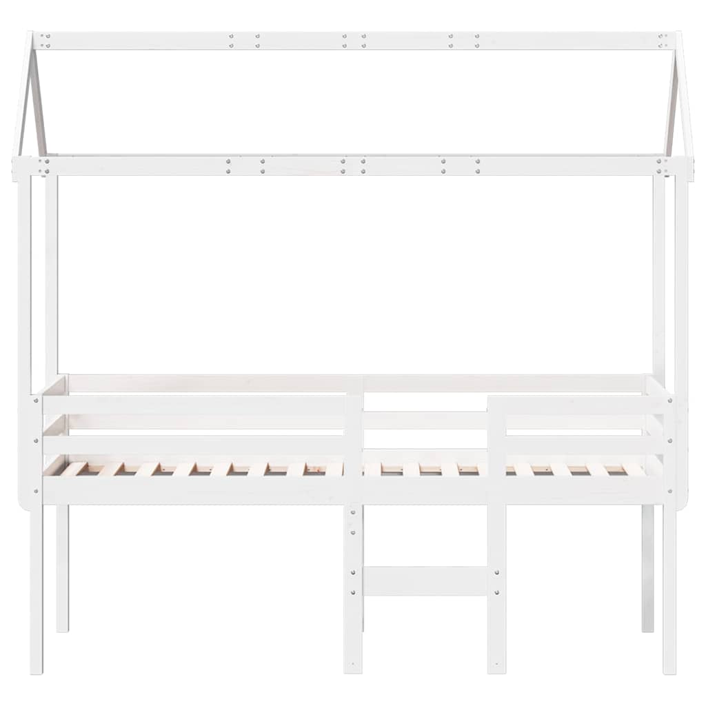 Lit haut sans matelas blanc 80x200 cm bois de pin massif - XIOS