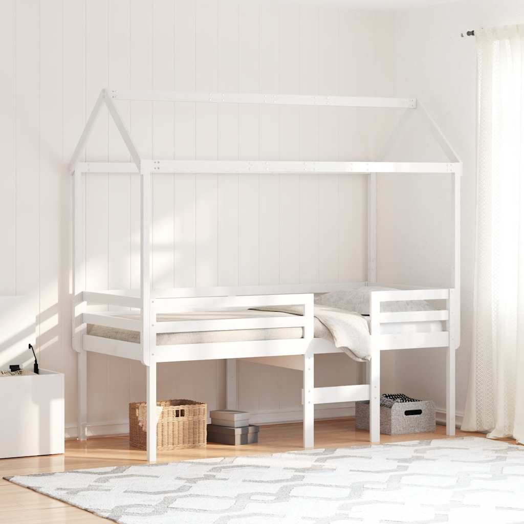 Lit haut sans matelas blanc 80x200 cm bois de pin massif - XIOS