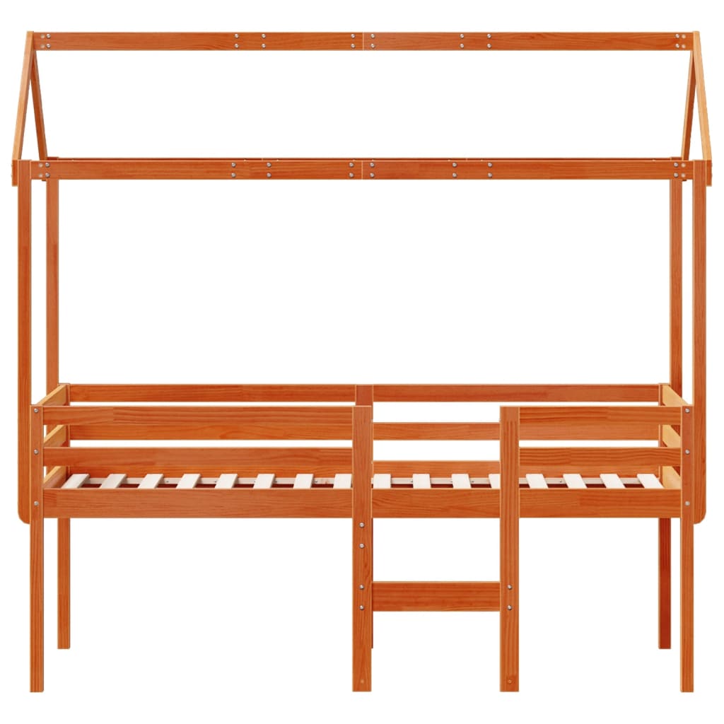 Lit haut sans matelas cire marron 80x200 cm bois de pin massif - XIOS