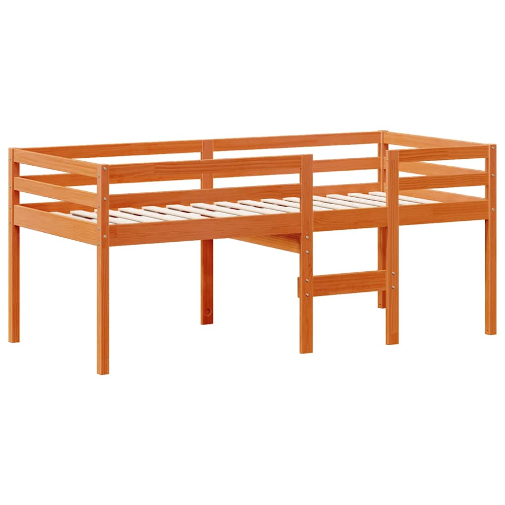 Lit haut sans matelas cire marron 80x200 cm bois de pin massif - XIOS