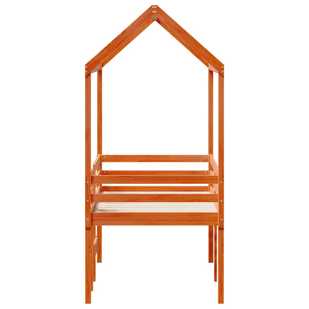 Lit haut sans matelas cire marron 80x200 cm bois de pin massif - XIOS