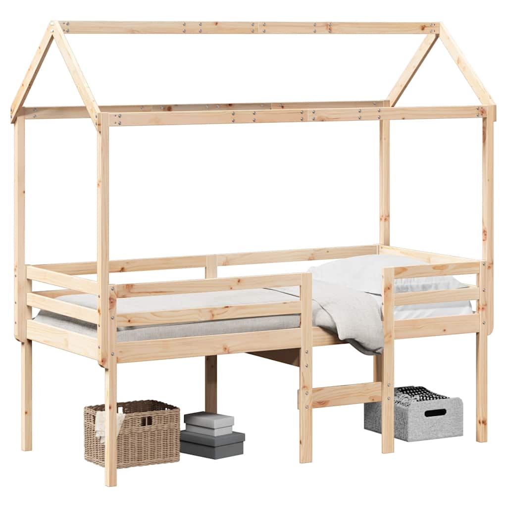 Lit haut sans matelas 90x190 cm bois de pin massif - XIOS