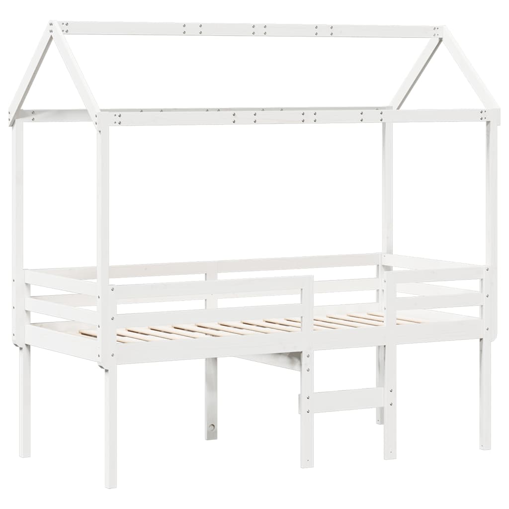Lit haut sans matelas blanc 90x190 cm bois de pin massif - XIOS