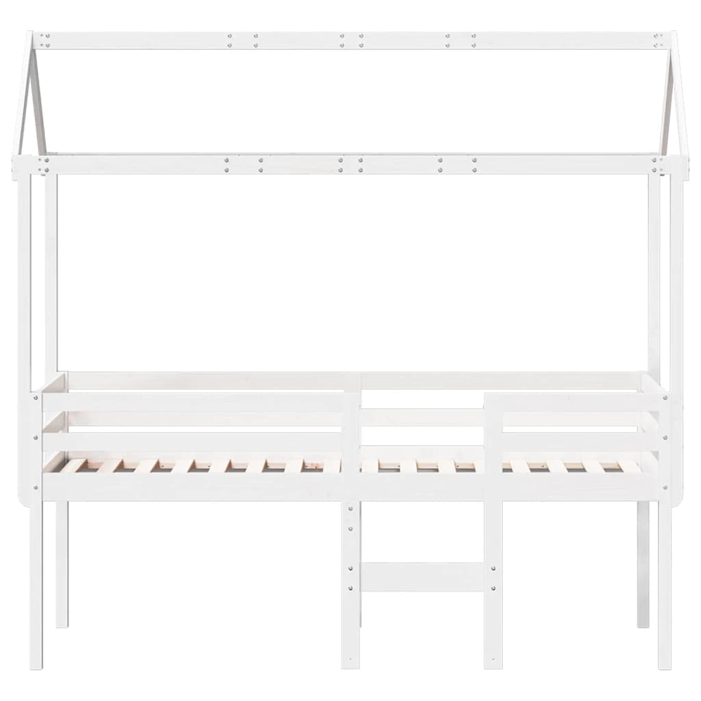 Lit haut sans matelas blanc 90x190 cm bois de pin massif - XIOS