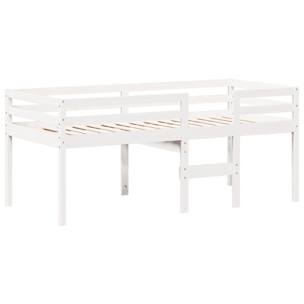Lit haut sans matelas blanc 90x190 cm bois de pin massif - XIOS