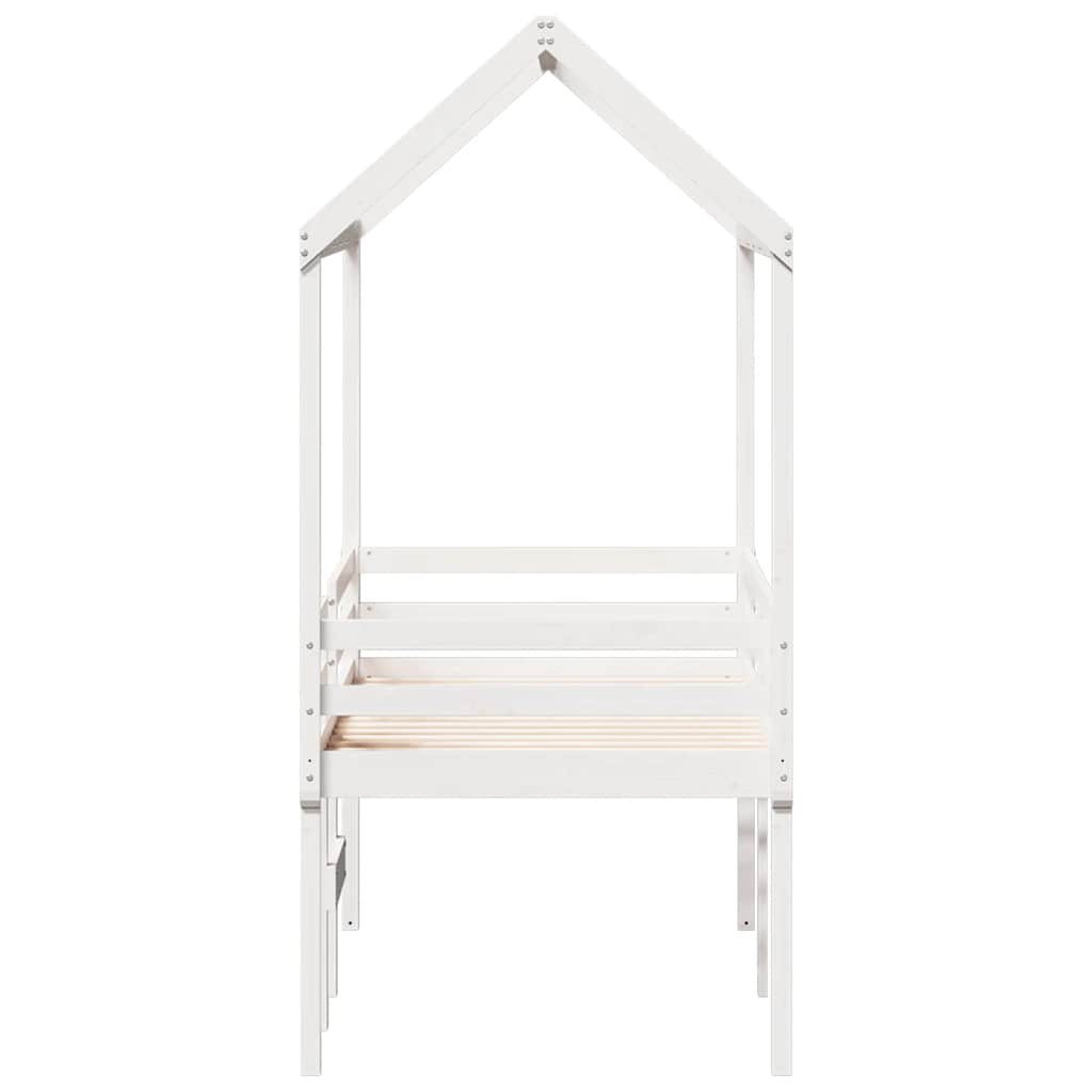 Lit haut sans matelas blanc 90x190 cm bois de pin massif - XIOS
