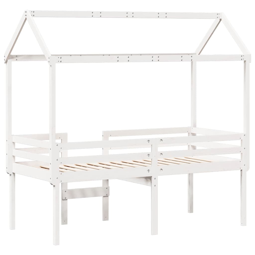 Lit haut sans matelas blanc 90x190 cm bois de pin massif - XIOS