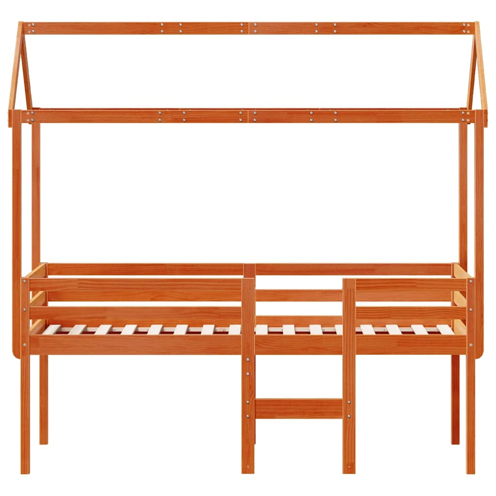 Lit haut sans matelas cire marron 90x190 cm bois de pin massif - XIOS