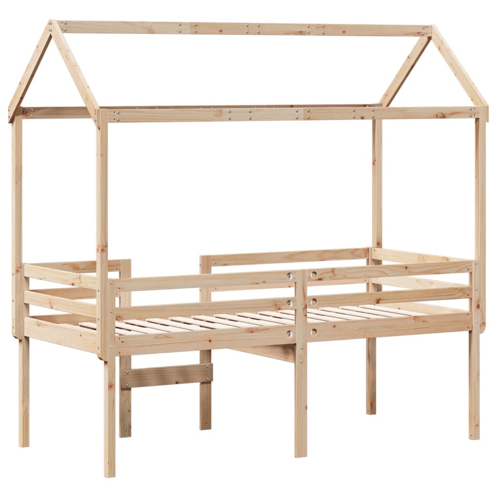 Lit haut sans matelas 75x190 cm bois de pin massif - XIOS