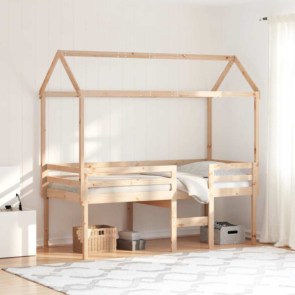 Lit haut sans matelas 75x190 cm bois de pin massif - XIOS
