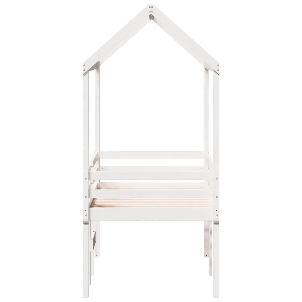 Lit haut sans matelas blanc 75x190 cm bois de pin massif - XIOS