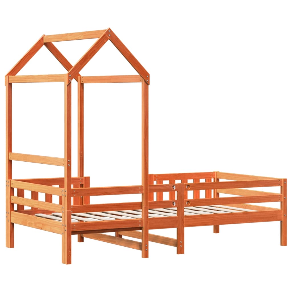 Cadre de lit avec toit sans matelas cire marron 90x200 cm - XIOS