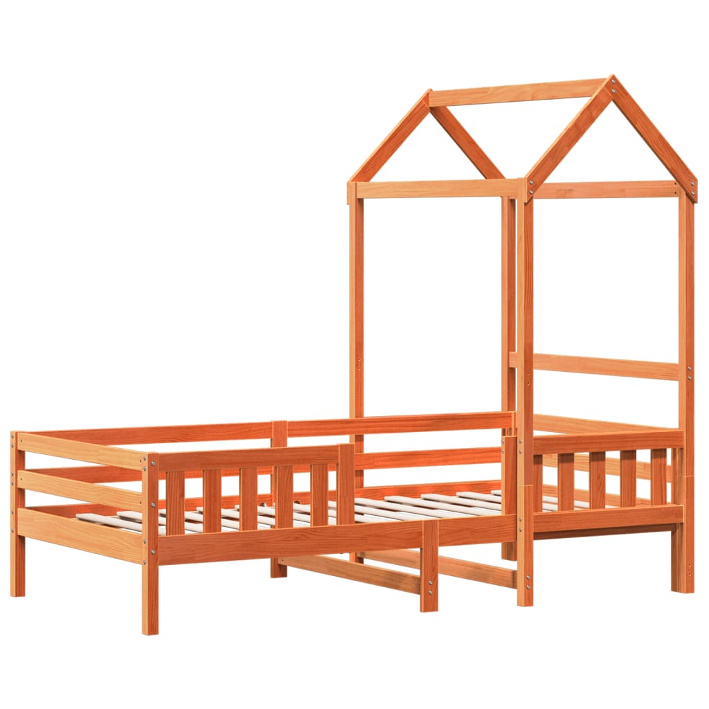 Cadre de lit avec toit sans matelas cire marron 90x190 cm - XIOS