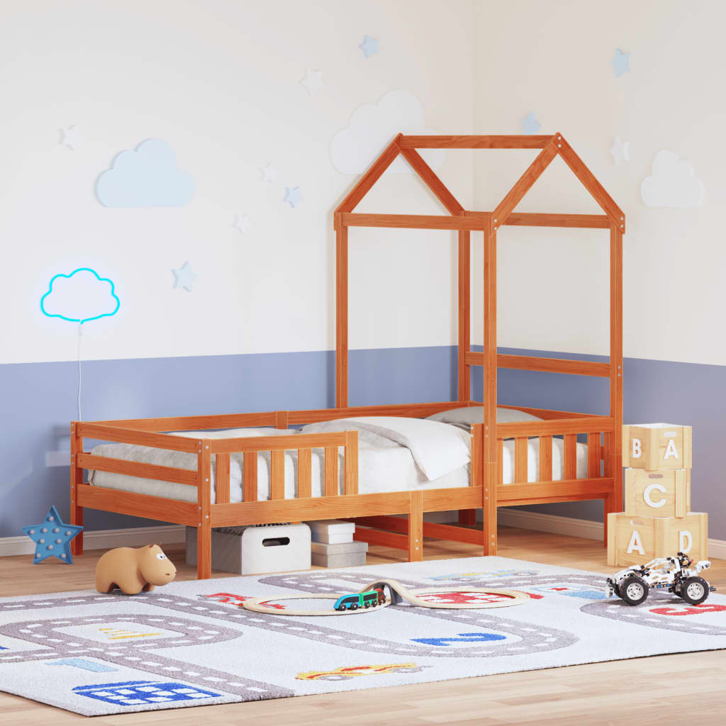 Cadre de lit avec toit sans matelas cire marron 90x190 cm - XIOS