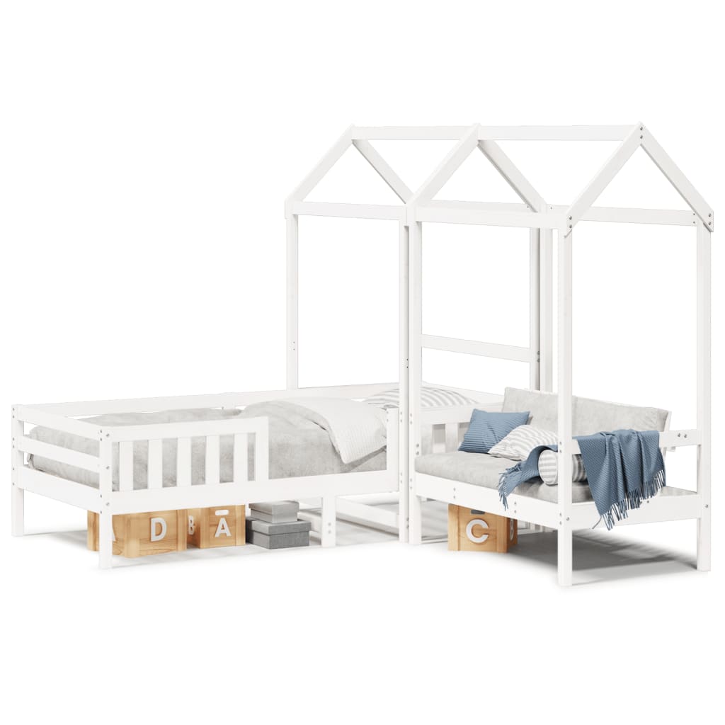 Ensemble de lit et de banc avec toit sans matelas 80x200 cm - XIOS