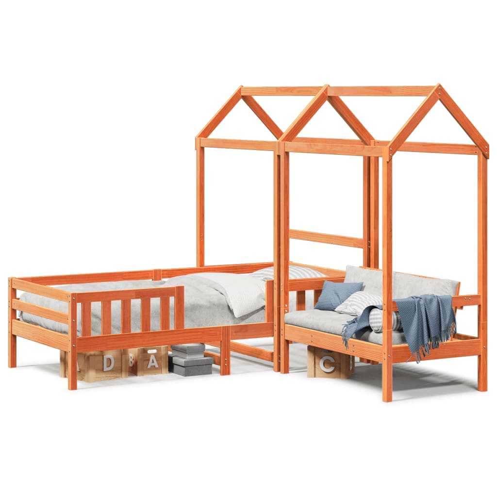 Ensemble de lit et de banc avec toit sans matelas 80x200 cm - XIOS