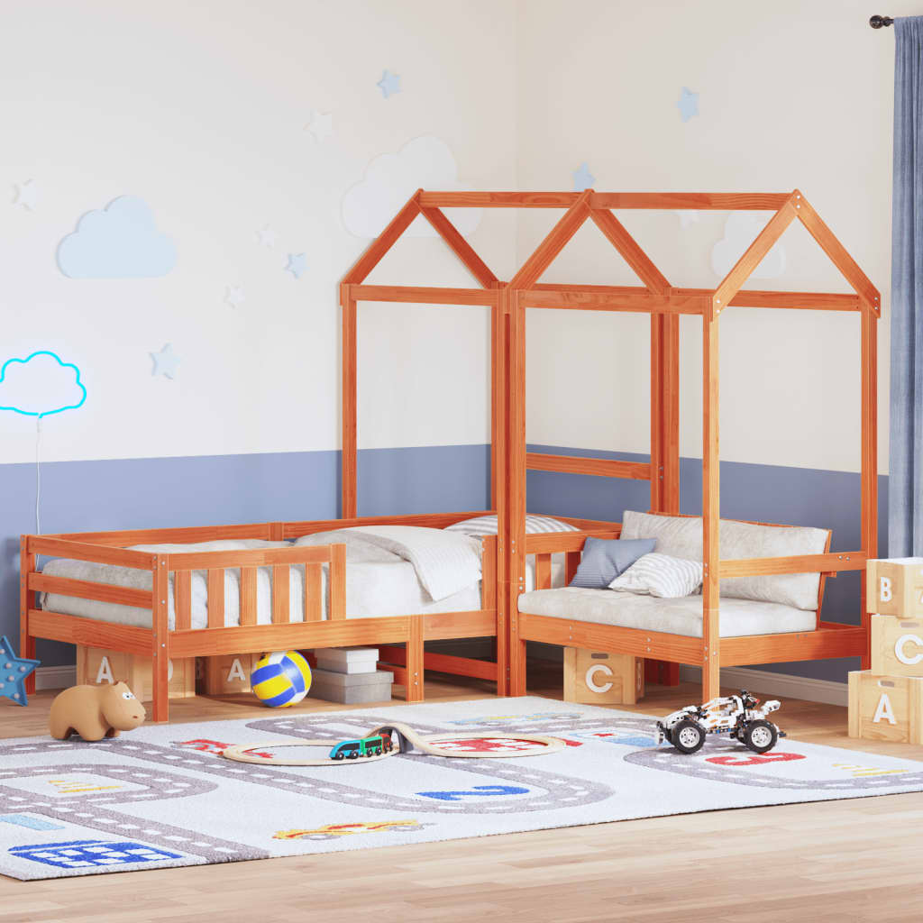 Ensemble de lit et de banc avec toit sans matelas 80x200 cm - XIOS