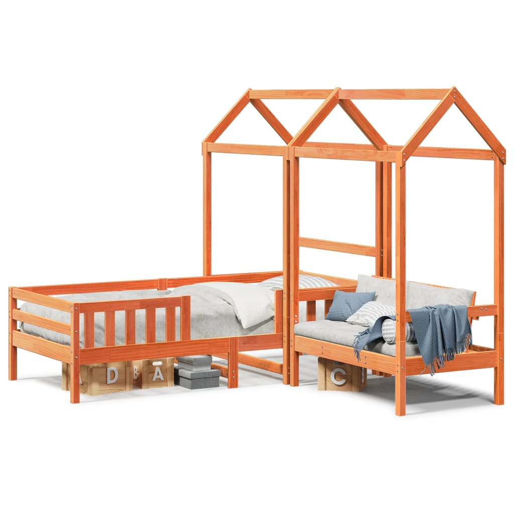 Ensemble de lit et de banc avec toit sans matelas 90x190 cm - XIOS