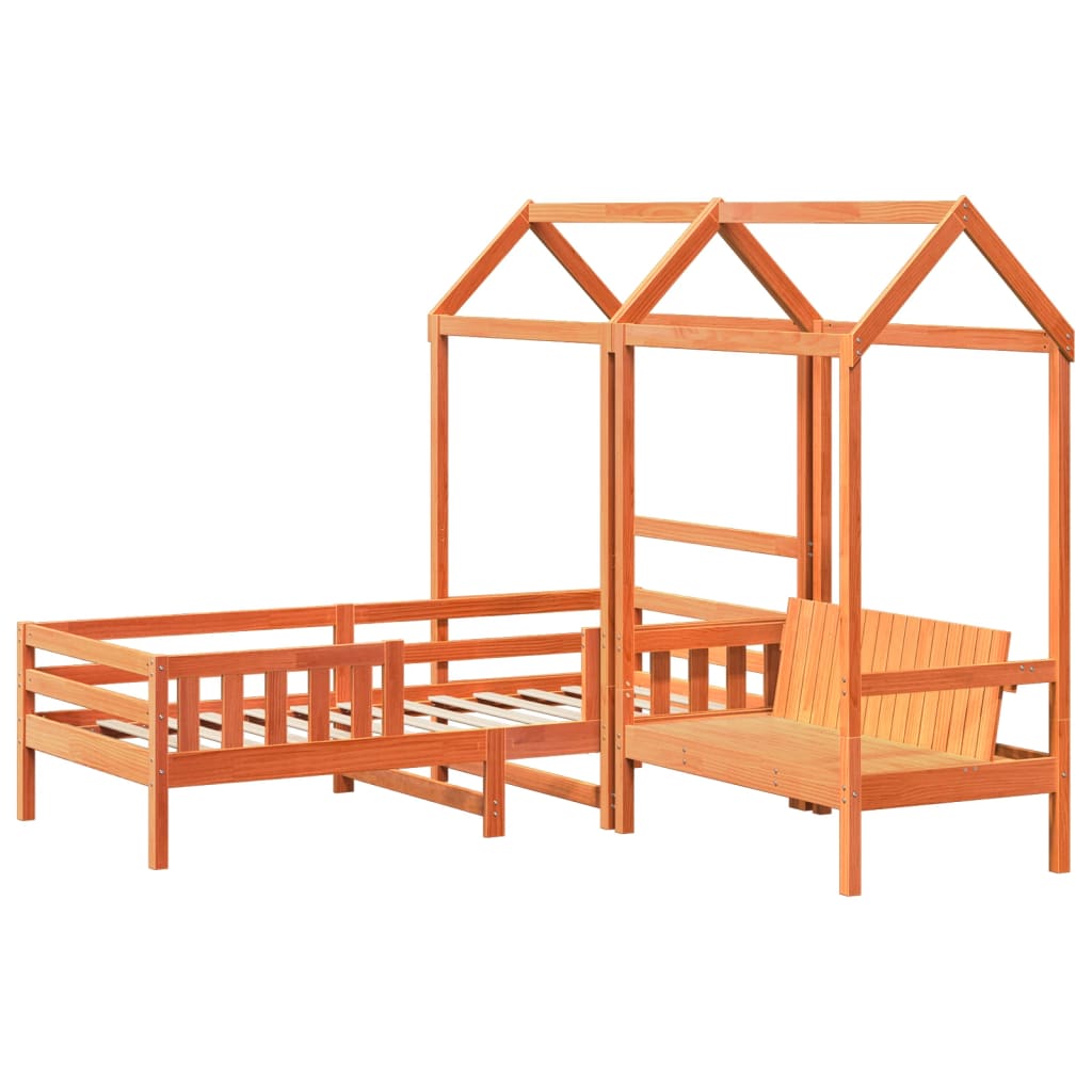 Ensemble de lit et de banc avec toit sans matelas 90x190 cm - XIOS
