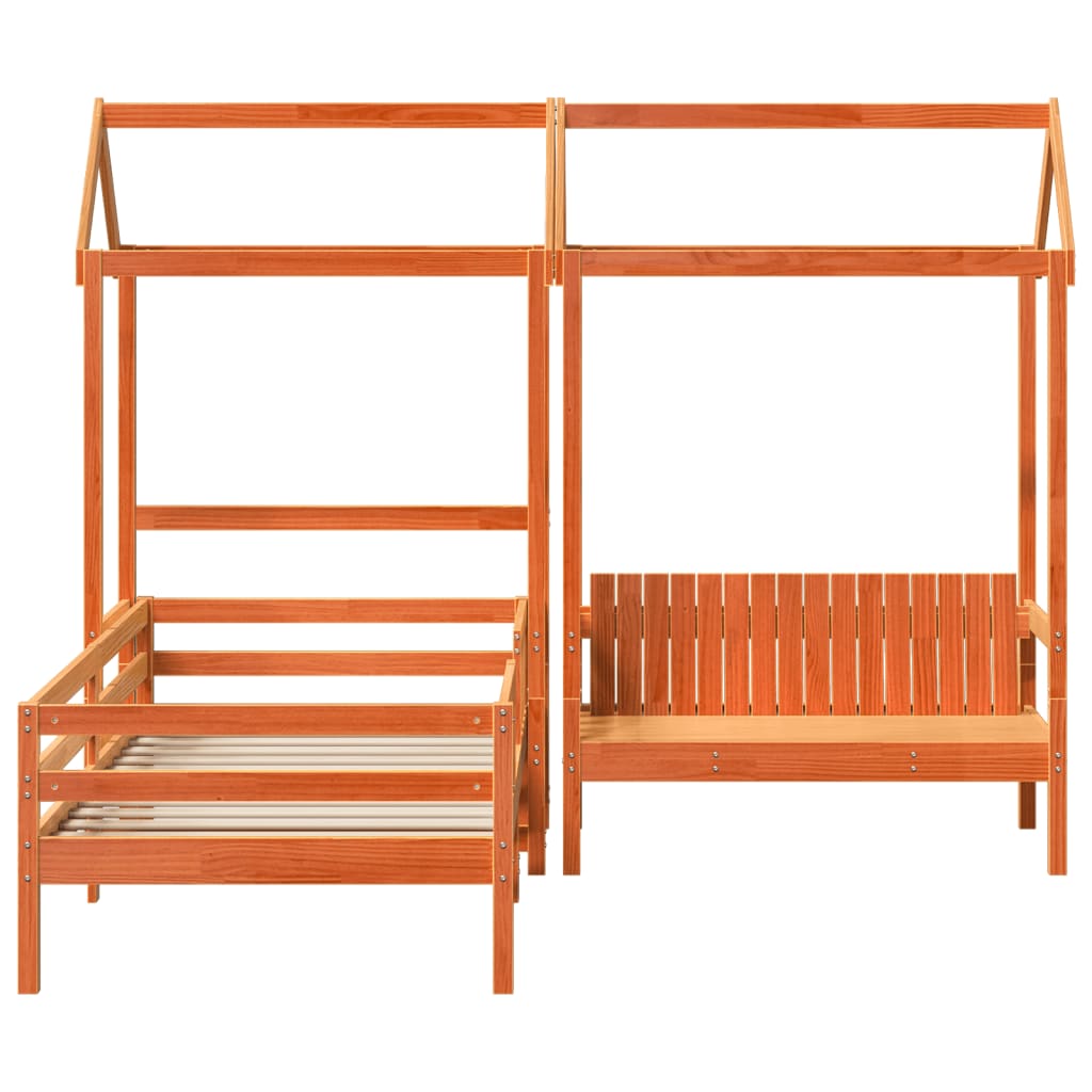 Ensemble de lit et de banc avec toit sans matelas 90x190 cm - XIOS