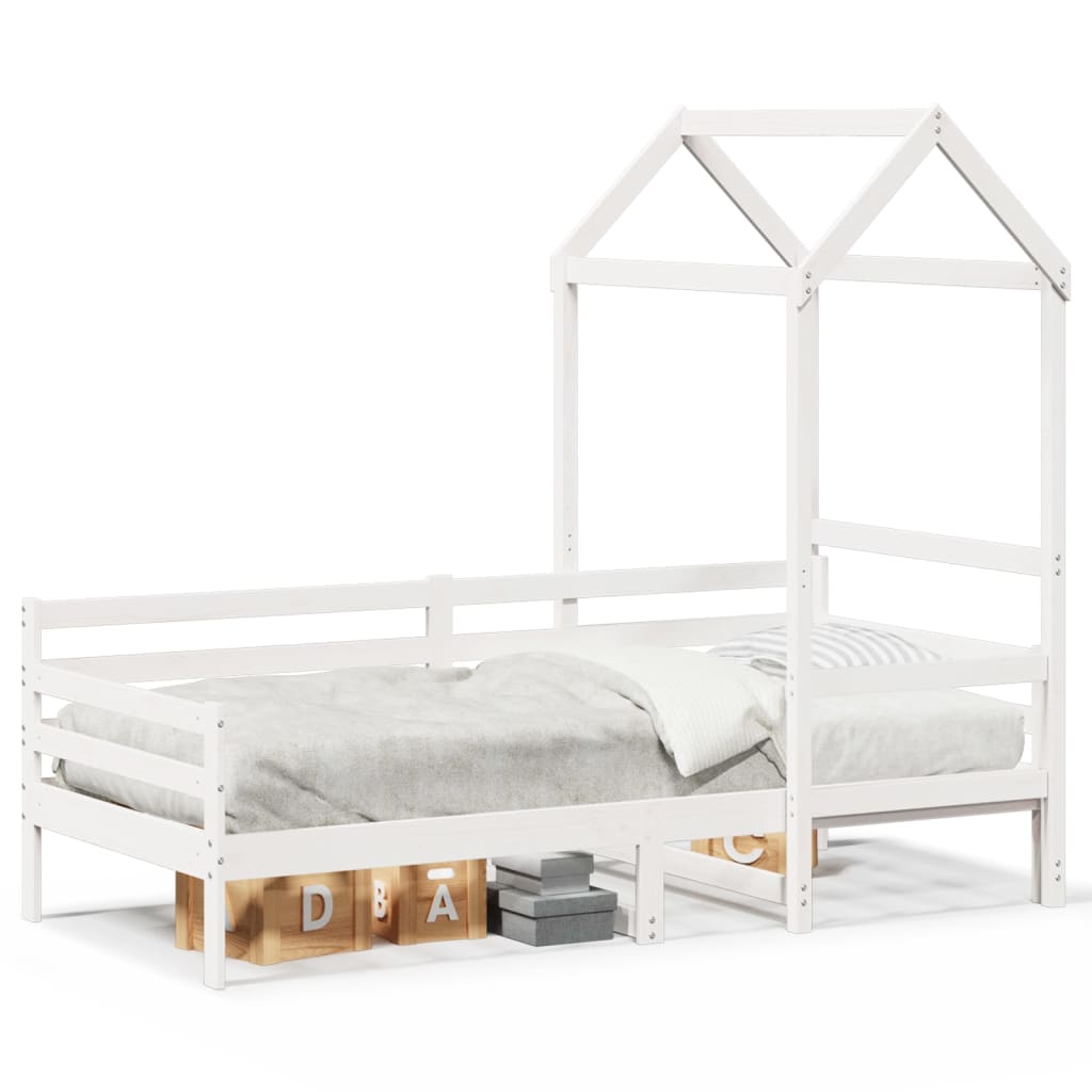 Lit de jour avec toit sans matelas blanc 80x200 cm bois massif - XIOS