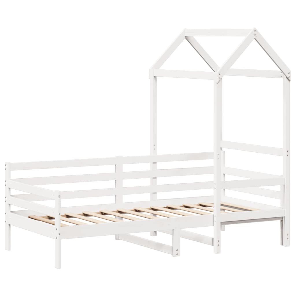 Lit de jour avec toit sans matelas blanc 80x200 cm bois massif - XIOS