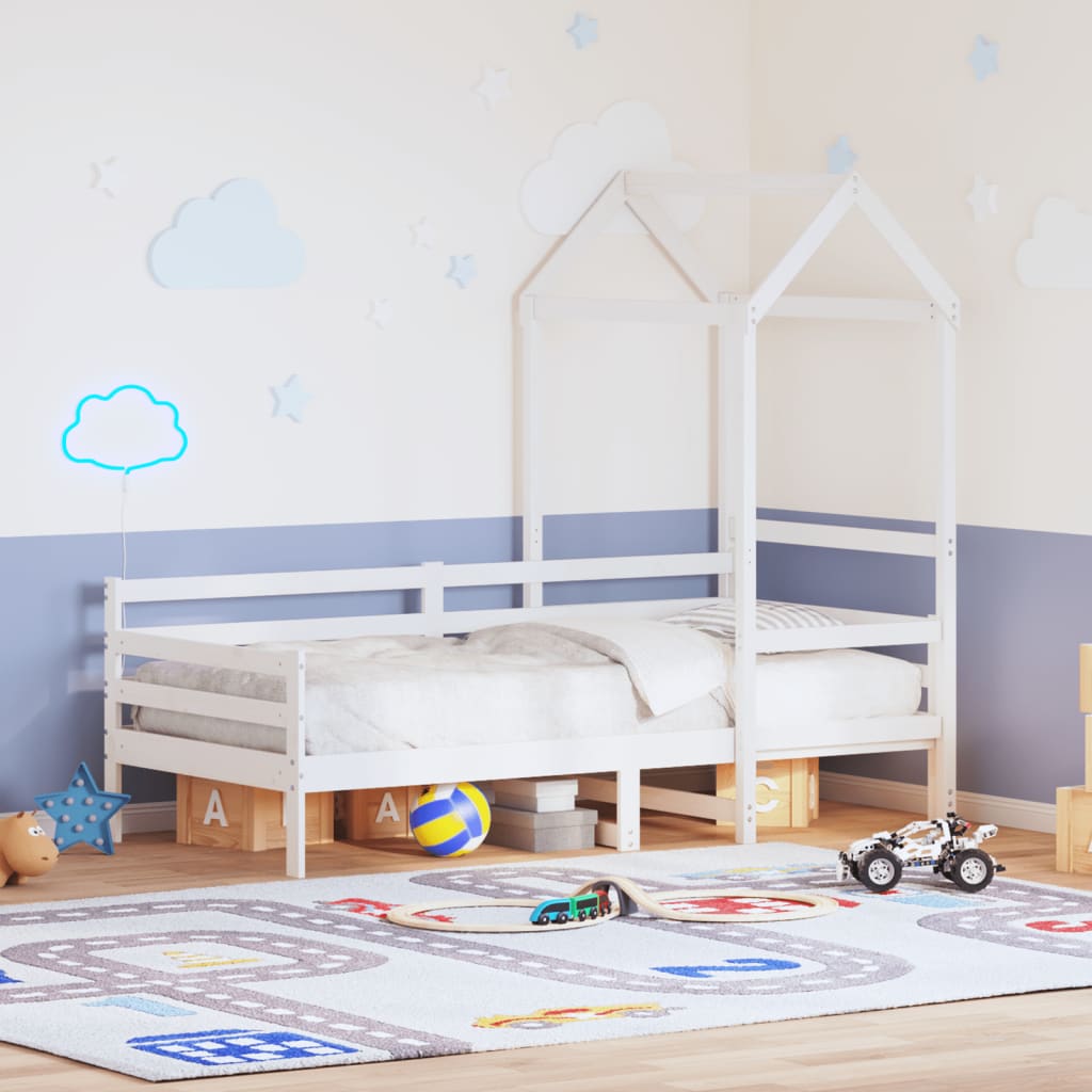 Lit de jour avec toit sans matelas blanc 80x200 cm bois massif - XIOS