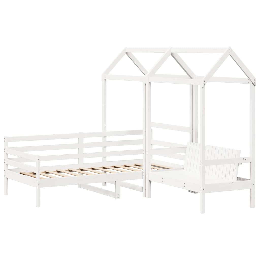 Ensemble de lit de jour et de banc et toit sans matelas blanc