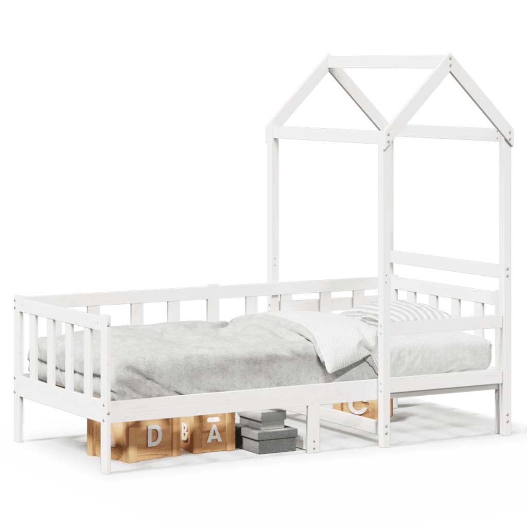 Lit de jour avec toit sans matelas blanc 80x200 cm bois massif - XIOS