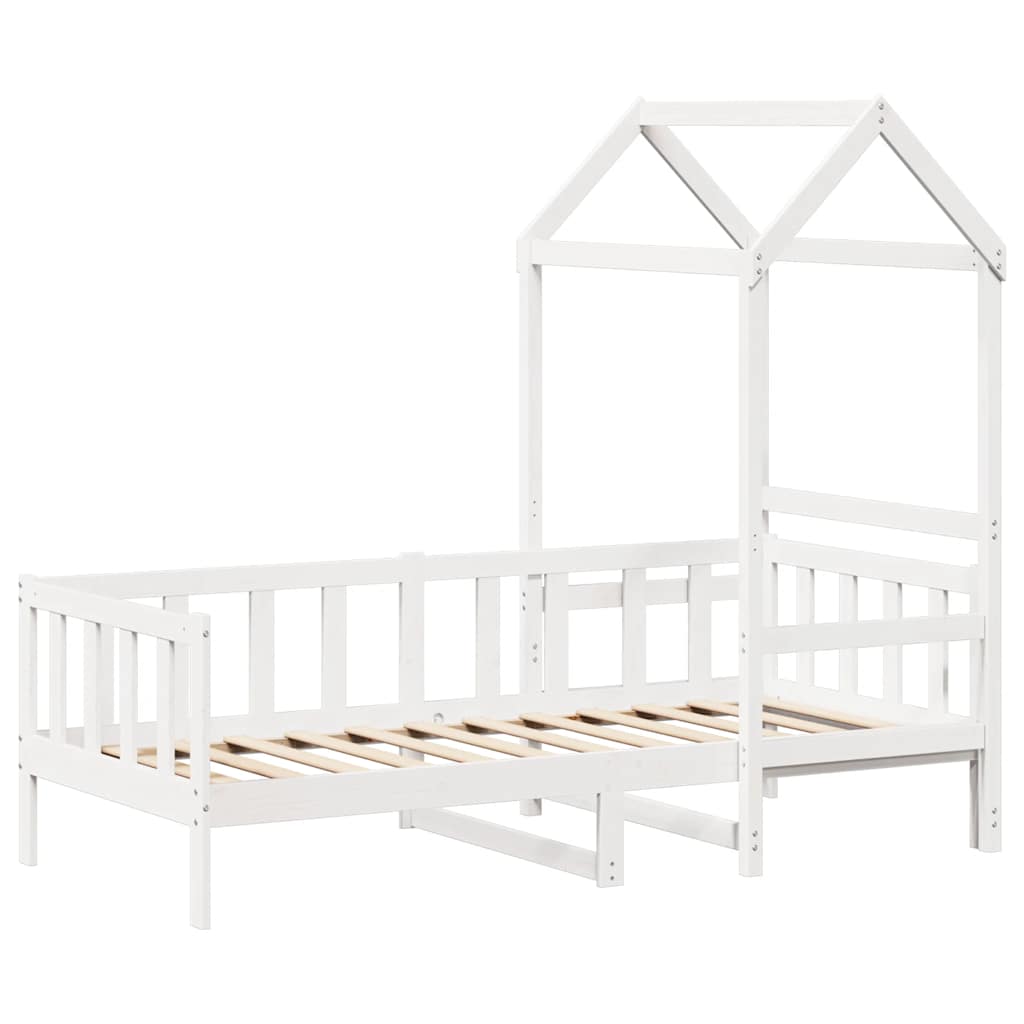 Lit de jour avec toit sans matelas blanc 80x200 cm bois massif - XIOS