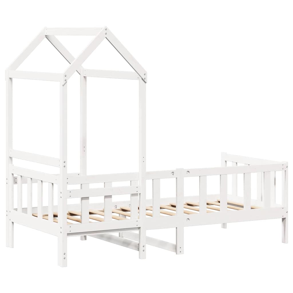 Lit de jour avec toit sans matelas blanc 80x200 cm bois massif - XIOS