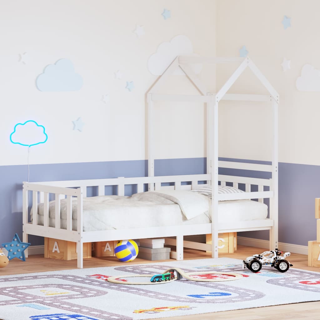 Lit de jour avec toit sans matelas blanc 80x200 cm bois massif - XIOS