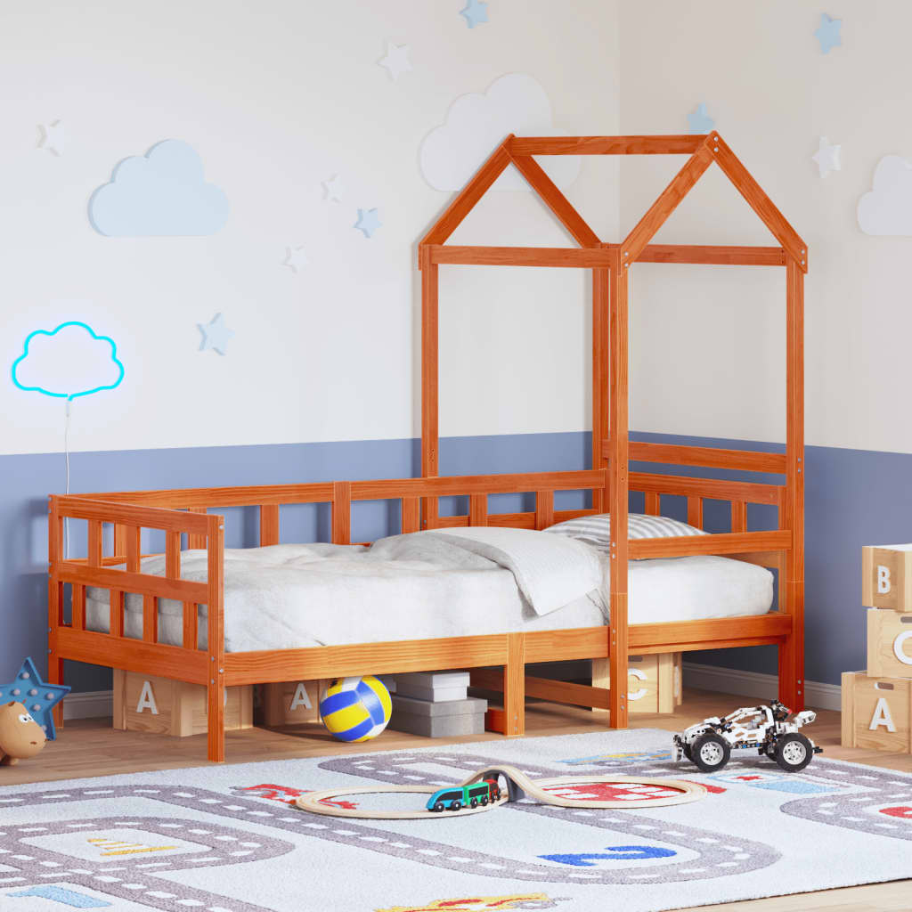 Lit de jour avec toit sans matelas 90x200 cm bois massif - XIOS