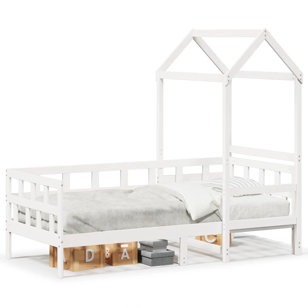 Lit de jour avec toit sans matelas blanc 80x200 cm bois massif - XIOS