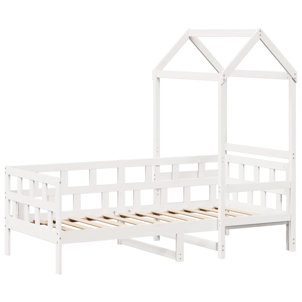 Lit de jour avec toit sans matelas blanc 80x200 cm bois massif - XIOS